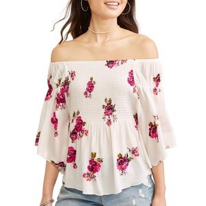 White Floral off the shoulder blouse